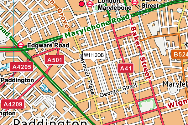 W1H 2QB map - OS VectorMap District (Ordnance Survey)