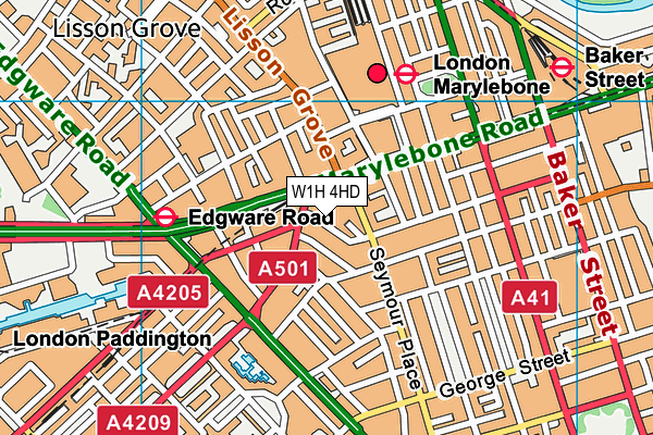 W1H 4HD map - OS VectorMap District (Ordnance Survey)