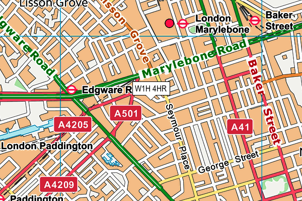 W1H 4HR map - OS VectorMap District (Ordnance Survey)