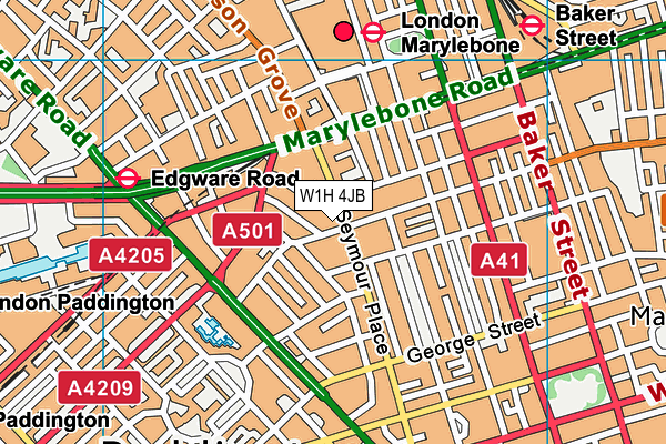 W1H 4JB map - OS VectorMap District (Ordnance Survey)