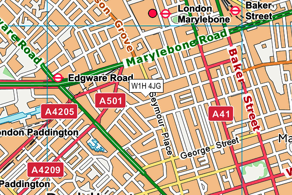 W1H 4JG map - OS VectorMap District (Ordnance Survey)