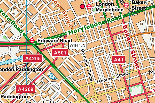 W1H 4JN map - OS VectorMap District (Ordnance Survey)