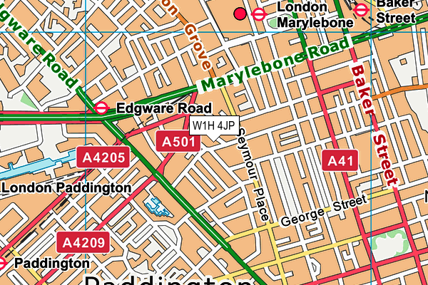 W1H 4JP map - OS VectorMap District (Ordnance Survey)