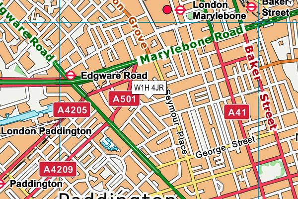 W1H 4JR map - OS VectorMap District (Ordnance Survey)