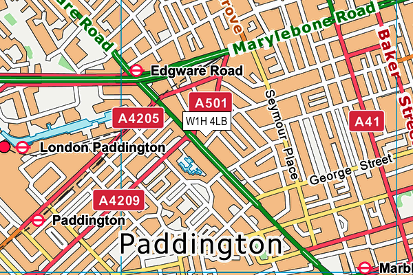 W1H 4LB map - OS VectorMap District (Ordnance Survey)