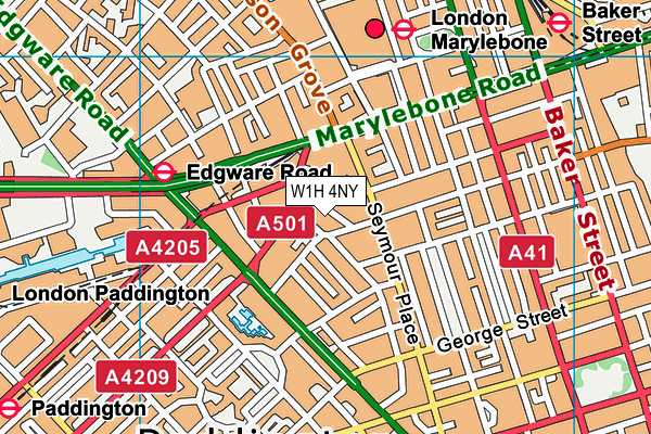 W1H 4NY map - OS VectorMap District (Ordnance Survey)