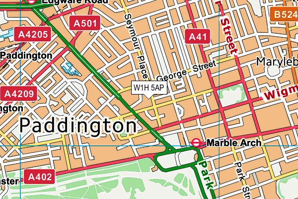 W1H 5AP map - OS VectorMap District (Ordnance Survey)