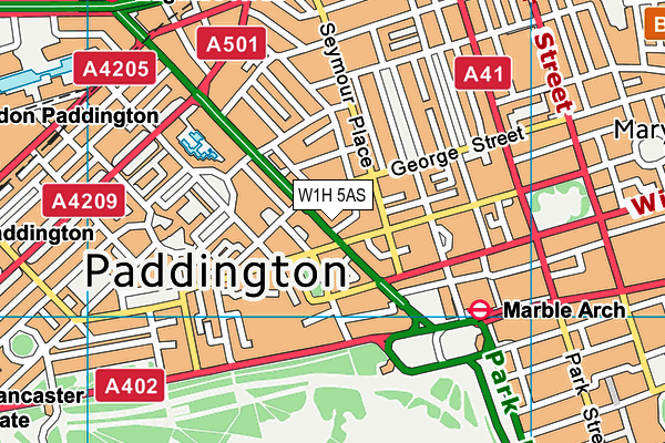 W1H 5AS map - OS VectorMap District (Ordnance Survey)