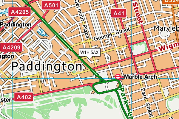 W1H 5AX map - OS VectorMap District (Ordnance Survey)