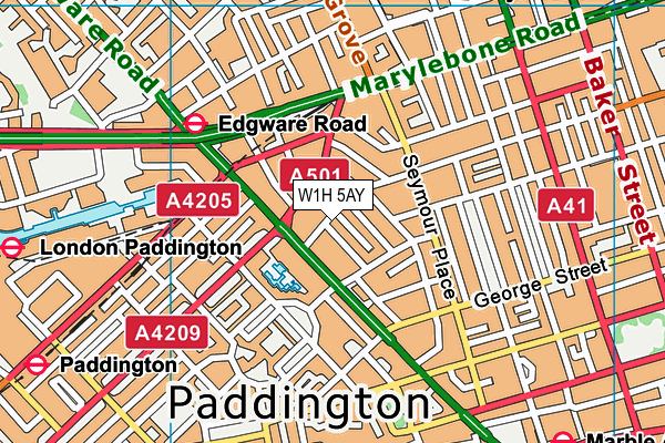 W1H 5AY map - OS VectorMap District (Ordnance Survey)