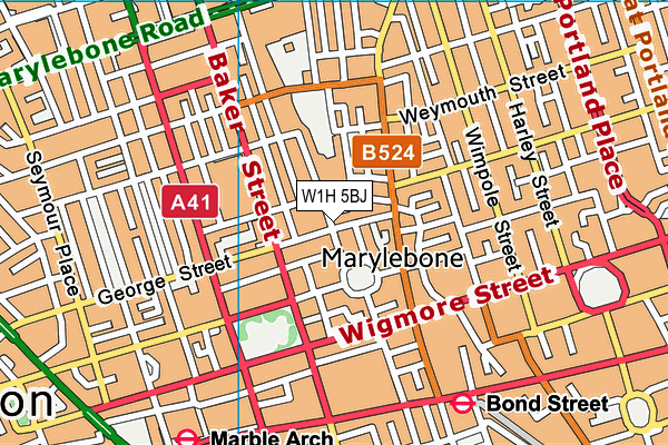 W1H 5BJ map - OS VectorMap District (Ordnance Survey)