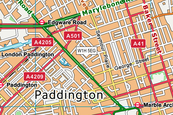 W1H 5EG map - OS VectorMap District (Ordnance Survey)