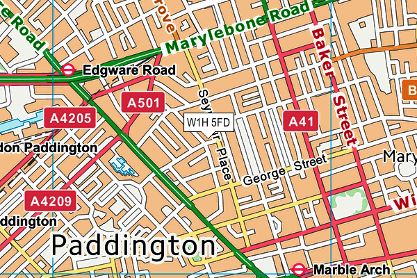 W1H 5FD map - OS VectorMap District (Ordnance Survey)