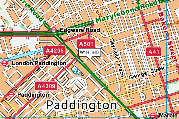 W1H 5HD map - OS VectorMap District (Ordnance Survey)