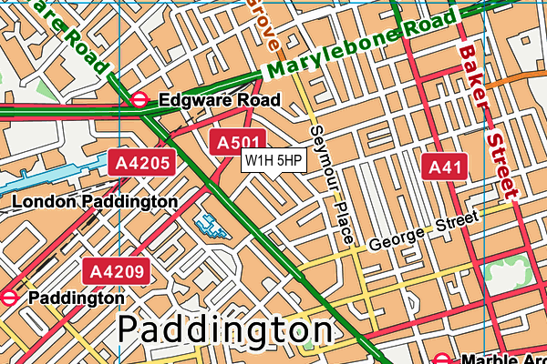 W1H 5HP map - OS VectorMap District (Ordnance Survey)