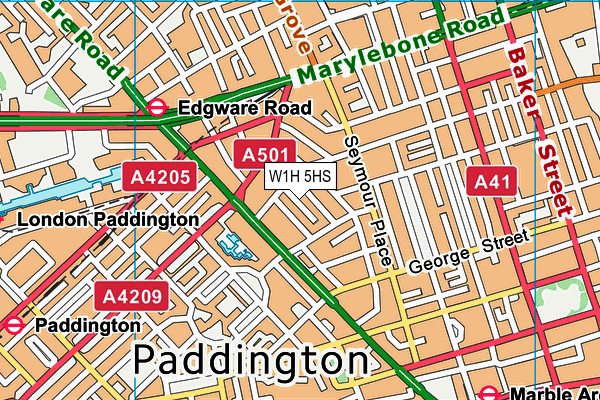 W1H 5HS map - OS VectorMap District (Ordnance Survey)