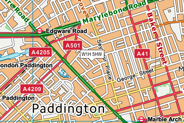 W1H 5HW map - OS VectorMap District (Ordnance Survey)