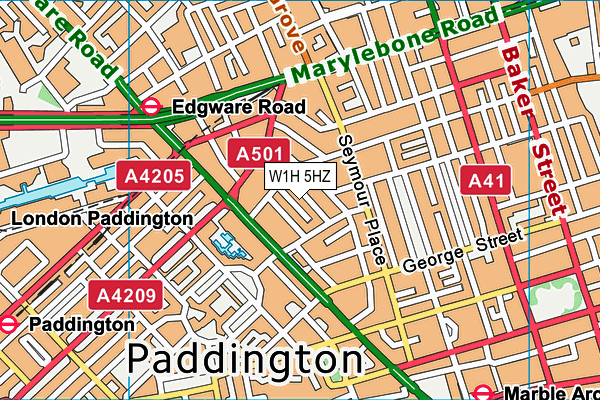 W1H 5HZ map - OS VectorMap District (Ordnance Survey)