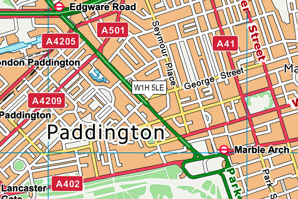 W1H 5LE map - OS VectorMap District (Ordnance Survey)