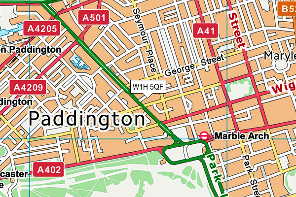 W1H 5QF map - OS VectorMap District (Ordnance Survey)