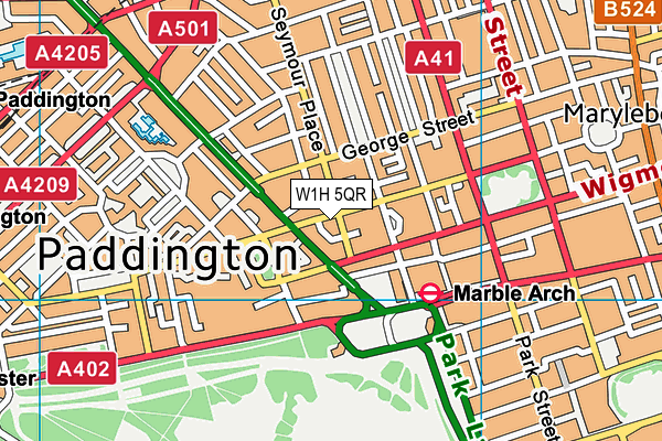 W1H 5QR map - OS VectorMap District (Ordnance Survey)