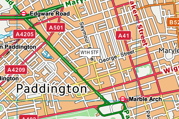 W1H 5TF map - OS VectorMap District (Ordnance Survey)