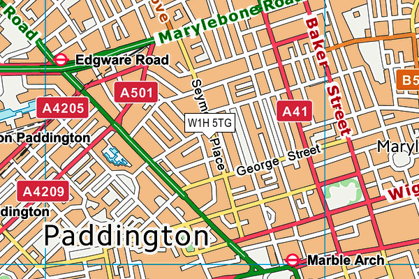 W1H 5TG map - OS VectorMap District (Ordnance Survey)