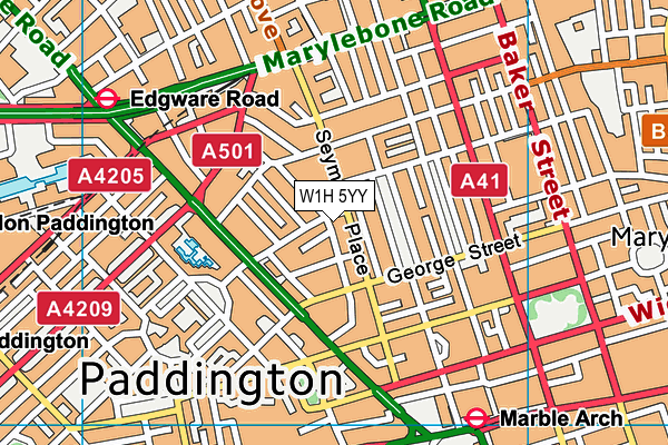 W1H 5YY map - OS VectorMap District (Ordnance Survey)