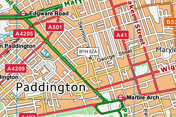 W1H 5ZA map - OS VectorMap District (Ordnance Survey)