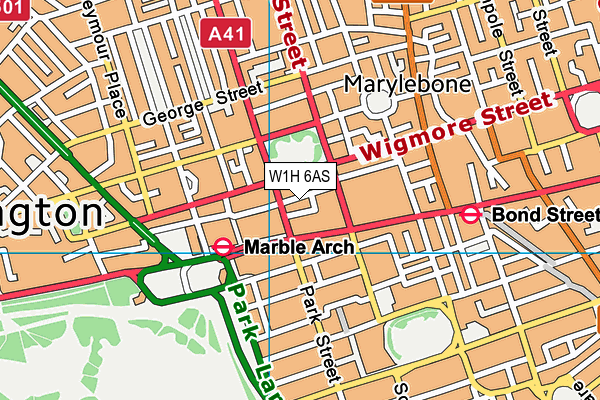 W1H 6AS map - OS VectorMap District (Ordnance Survey)
