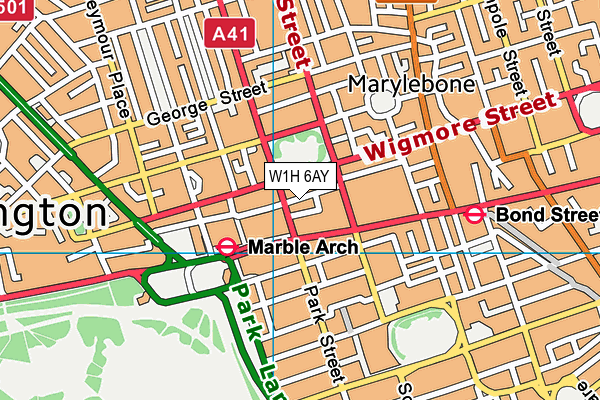 W1H 6AY map - OS VectorMap District (Ordnance Survey)