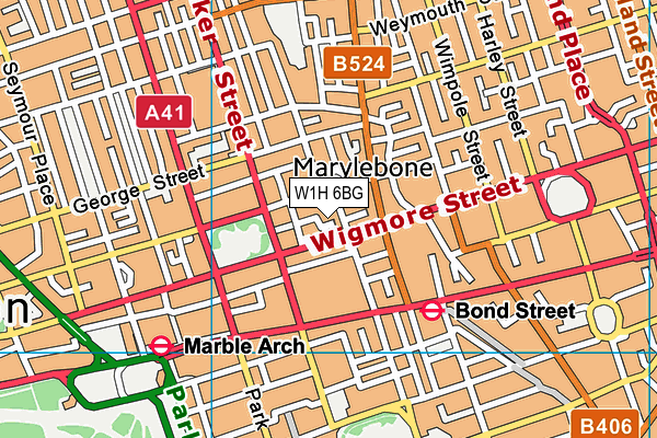 W1H 6BG map - OS VectorMap District (Ordnance Survey)