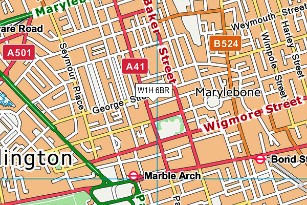 W1H 6BR map - OS VectorMap District (Ordnance Survey)