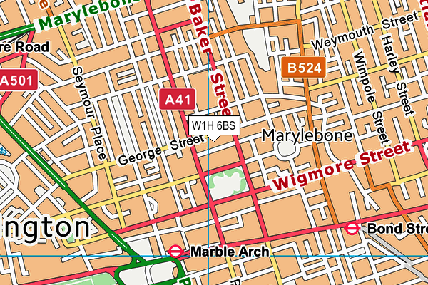 W1H 6BS map - OS VectorMap District (Ordnance Survey)