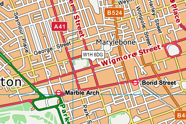 W1H 6DG map - OS VectorMap District (Ordnance Survey)