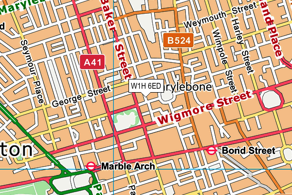 W1H 6ED map - OS VectorMap District (Ordnance Survey)