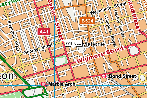 W1H 6EE map - OS VectorMap District (Ordnance Survey)