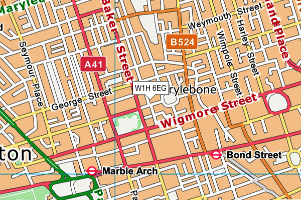 W1H 6EG map - OS VectorMap District (Ordnance Survey)