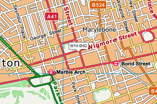W1H 6HG map - OS VectorMap District (Ordnance Survey)
