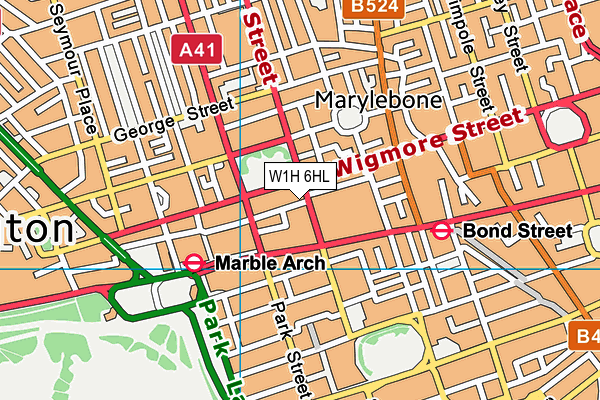 W1H 6HL map - OS VectorMap District (Ordnance Survey)