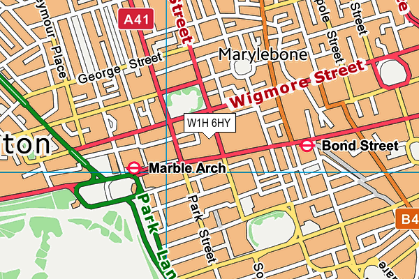 W1H 6HY map - OS VectorMap District (Ordnance Survey)