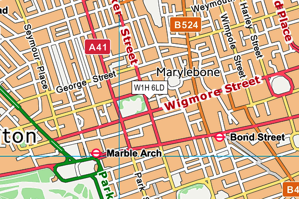 W1H 6LD map - OS VectorMap District (Ordnance Survey)