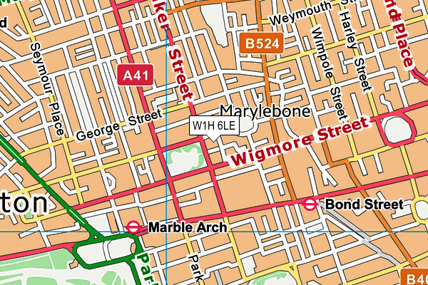 W1H 6LE map - OS VectorMap District (Ordnance Survey)