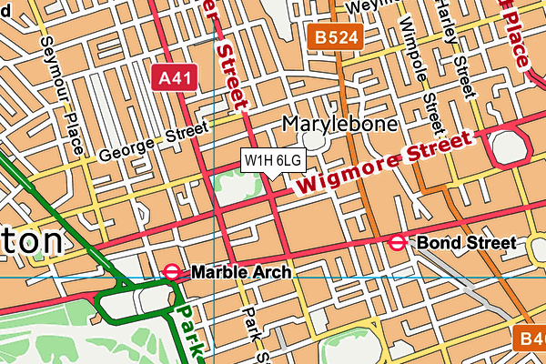 W1H 6LG map - OS VectorMap District (Ordnance Survey)