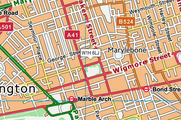 W1H 6LJ map - OS VectorMap District (Ordnance Survey)