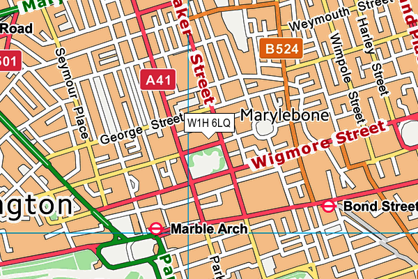 W1H 6LQ map - OS VectorMap District (Ordnance Survey)