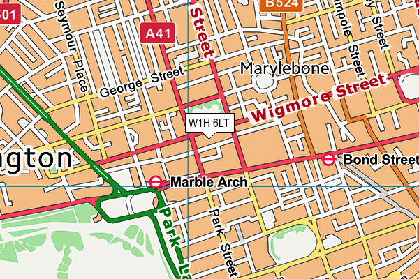 W1H 6LT map - OS VectorMap District (Ordnance Survey)