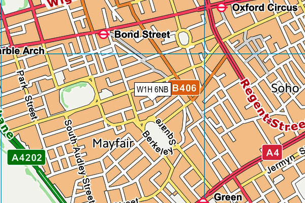 W1H 6NB map - OS VectorMap District (Ordnance Survey)