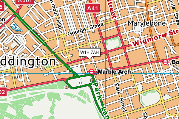 W1H 7AH map - OS VectorMap District (Ordnance Survey)