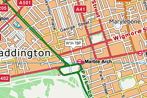 W1H 7BP map - OS VectorMap District (Ordnance Survey)